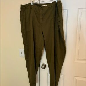 Eileen Fisher Olive Straight Leg Pants size 20w plus size cotton